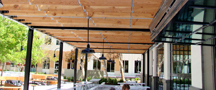 North Cal Reclaimed Doug Fir Ceiling Closeup1-Facebook Cafe & Courtyard